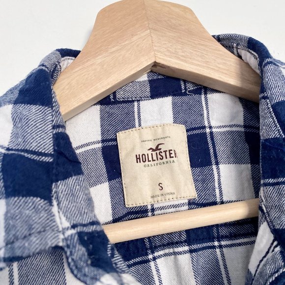 Hollister Blue & White Checkered Flannel Shirt - Picture 4 of 6